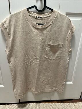 B SIDES Cream Sleeveless Crewneck Tank with Chest Pocket size M